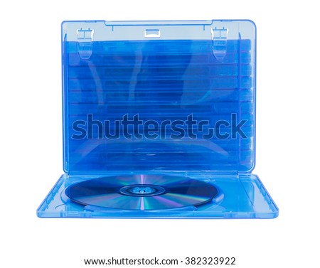 DVD box with disc isolated on white background