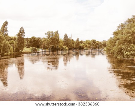 Serpentine lake river in Hyde Park Kensington Gardens London UK vintage