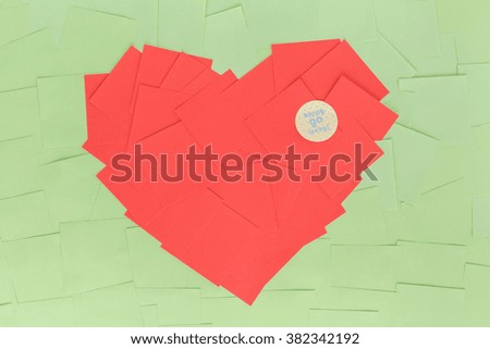 Background of stickers in the shape  a red heart