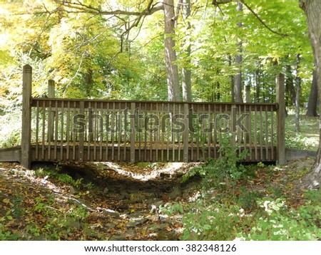 Bridge in fall on a walking trail