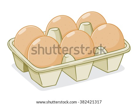 Eggs in a carton box, hand drawing vector illustration