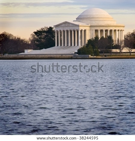 Jefferson Memorial at sunset, in front of the Tidal Basin, Washington, DC