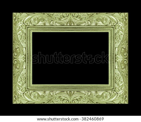 green picture frame isolated on black background.