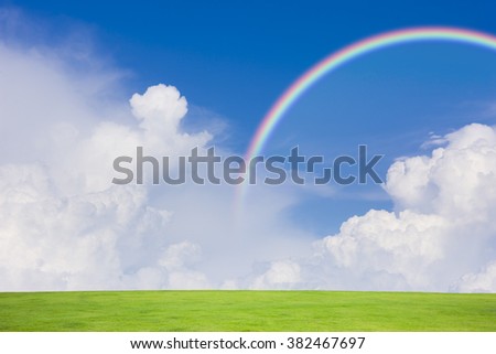 prairie and  blue sky,  rainbow
