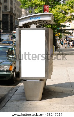 Telephone booth billboard in New York City