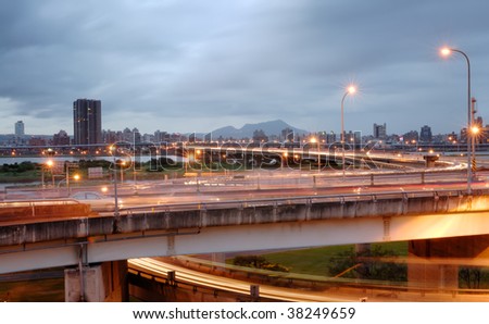 It is a beautiful cityscape of busy interchange.