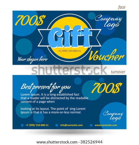 Discount voucher template blue background with pattern.