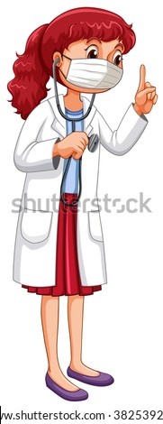 Doctor with mask and stethoscope illustration