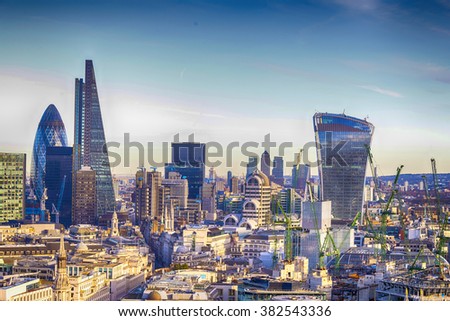 Aereal view of London modern district.