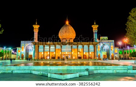 Shah Cheragh, a funerary monument and mosque in Shiraz, Iran. Royalty-Free Stock Photo #382556242