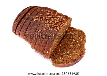 Healthy and diet food: rye bread with sunflower seeds. Studio Photo