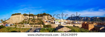 Denia castle and village panoramic view in Alicante Spain Royalty-Free Stock Photo #382634899