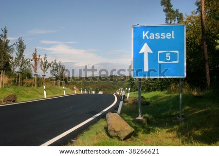 Highway sign to Kassel, Germany