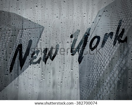 New York written on a foggy window
