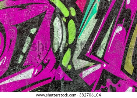 Beautiful street art of graffiti. Abstract color creative drawing fashion on walls of city. Urban contemporary culture. The original dot pattern with selective focus in  future. Creative design option