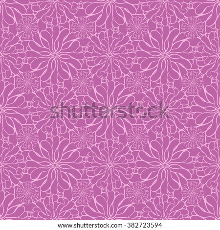 Seamless creative hand-drawn pattern of stylized flowers in mauve and pale magenta colors. Vector illustration.
