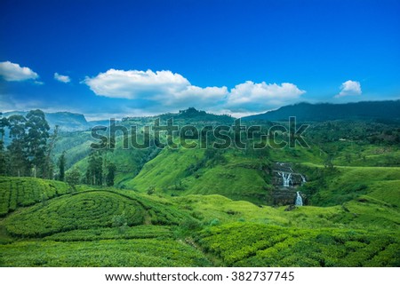 Beautiful st.clairs waterfall landscape in Sri Lanka Royalty-Free Stock Photo #382737745