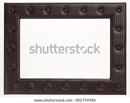 A blank leather picture frame on white background