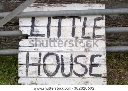 'Little House' house name. Hand painted rustic home address sign.