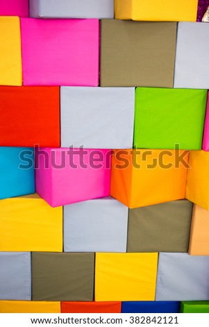 Colorful square boxes wall.