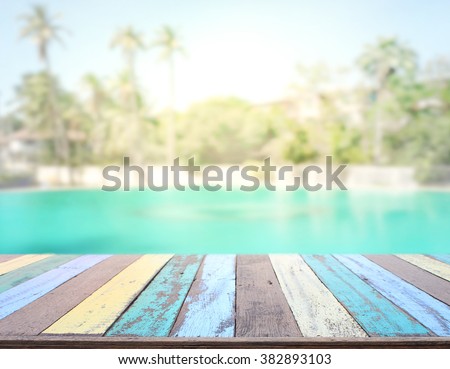 Table Top And Blur Nature of the Background Royalty-Free Stock Photo #382893103
