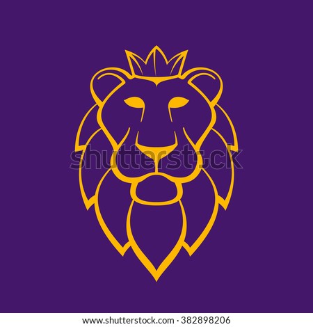 Lion head flat vector logo. Animal design template elements for your corporate identity or sport team branding.