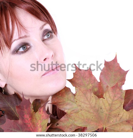 girl with autumn leaves