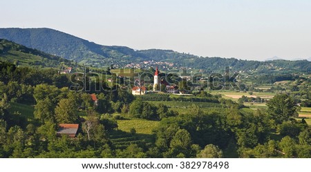 Landscape of village in slovenia