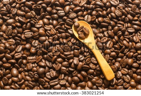 Coffee bean with wood spoon