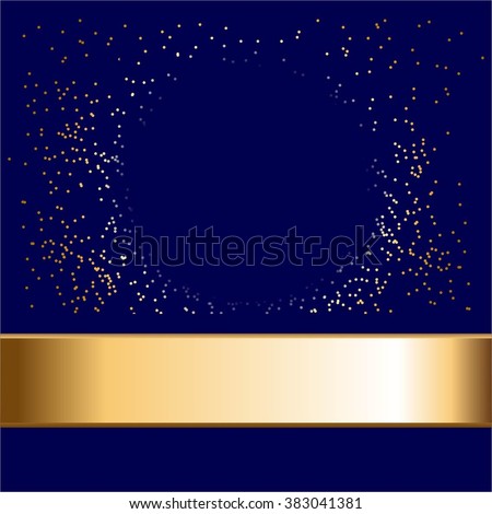 Vector illustration of Stars and gold ribbon on a blue background.
