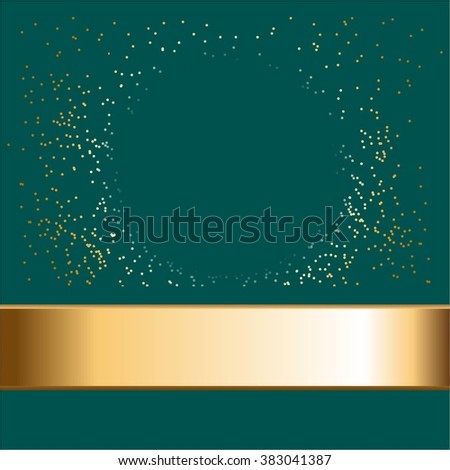 Vector illustration of Stars and gold ribbon on a turquoise background.
