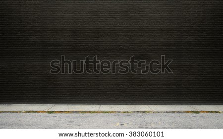 Painted on black and clear brick wall on the street Royalty-Free Stock Photo #383060101