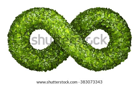 Infinity symbol from the green grass. Isolated on white