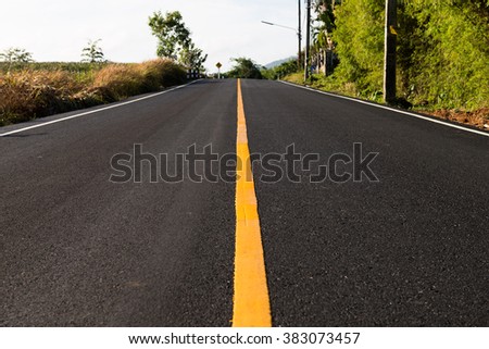 Yellow line on the new road