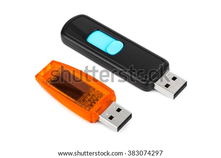 Flash usb memory drive isolated on white background