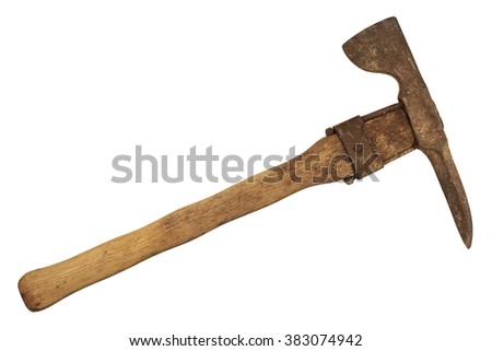 pickax vintage isolated on white Royalty-Free Stock Photo #383074942