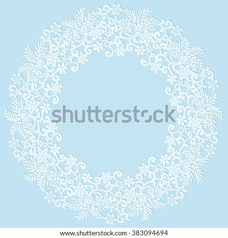 White openwork lace napkin on a blue background