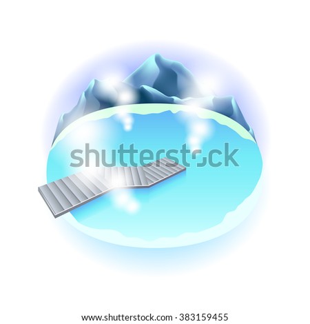 Hot spring in Iceland isolated photo-realistic vector illustration