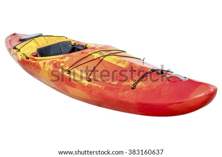 crossover kayak (whitewater and river running kayak) isolated with a clipping path Royalty-Free Stock Photo #383160637