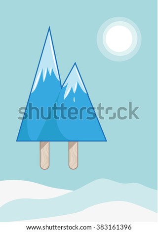 Mountain Peaks made of icy pop or ice block. Editable Clip Art. 