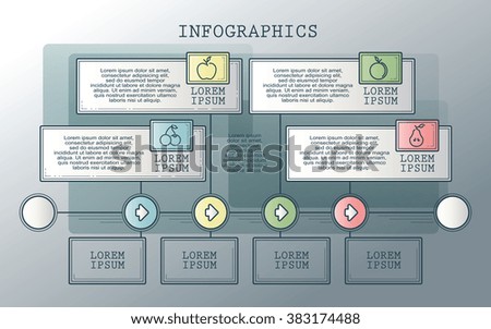 Vector infographics set. Outline. Collection of templates for cycle diagram, graph, presentation and round chart. 