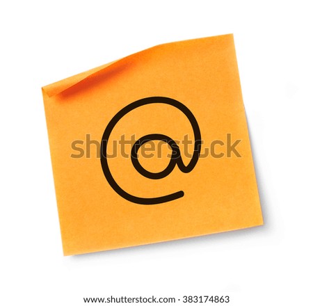 Adhesive note with at symbol