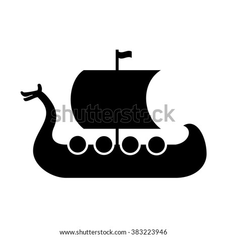 Viking ship flat Icon