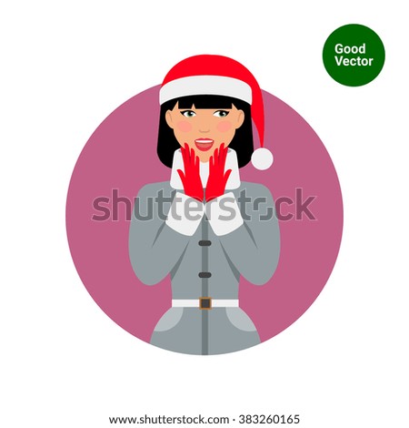 Surprised woman in Santa hat