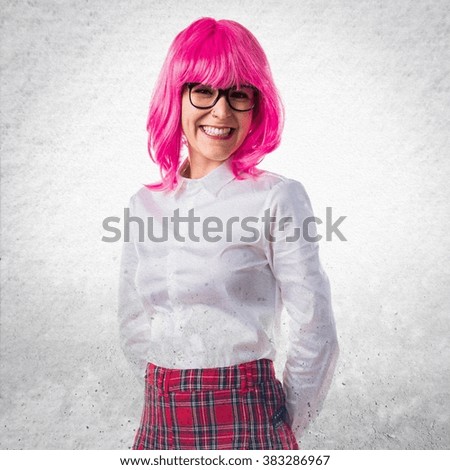 Girl with pink hair 