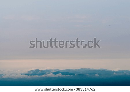 silhouette,blurry of fog and cloud on the mountain.background