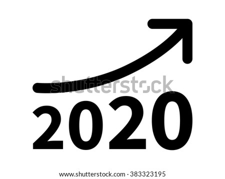 Growth and increase profit / revenue in 2020 flat vector icon for apps and websites
