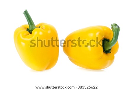 Fresh vegetables Three sweet  Yellow  Peppers isolated on white background