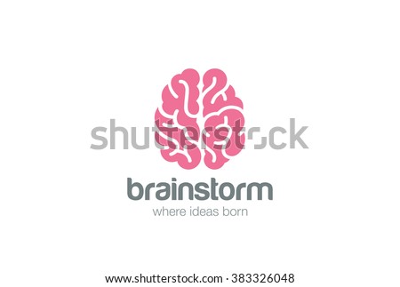 Brain Logo silhouette top view design vector template. 
Brainstorm think idea Logotype concept icon.