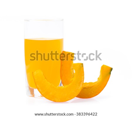 slice pupmkin with juice isolated on white background